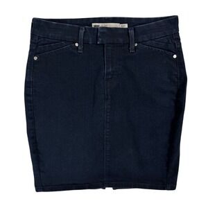 Levi's Short Denim‎ Pencil Skirt Size 4 27 Dark Wash Jean Stretch Slit Retro Y2K